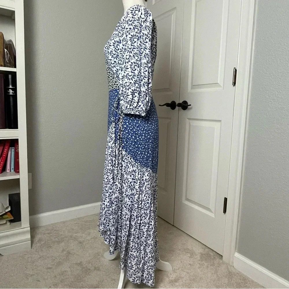 Ann Taylor Floral Wrap Flare Midi Dress Mixed Floral Print Sz 2 - Picture 4 of 13